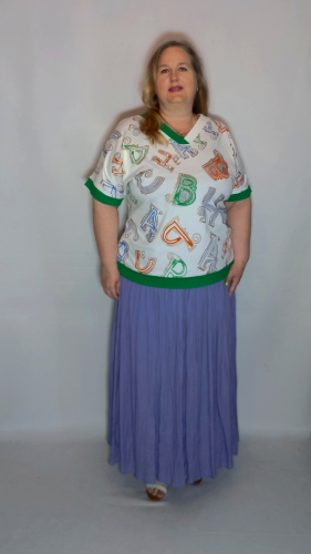 Юбка "Плиссе" 1252  цвет лаванда (Китай, разные фабрики) — размеры 3XL, 4XL, 5 XL, 6XL