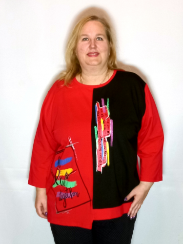 Туника 9211-7 (красный) (Китай, Yalina) — размеры 8 xl