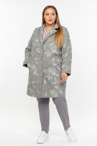 Пальто "Цитрус"  (ВКВ19-008) серебро (TERRА XL, Москва) — размеры 56-58